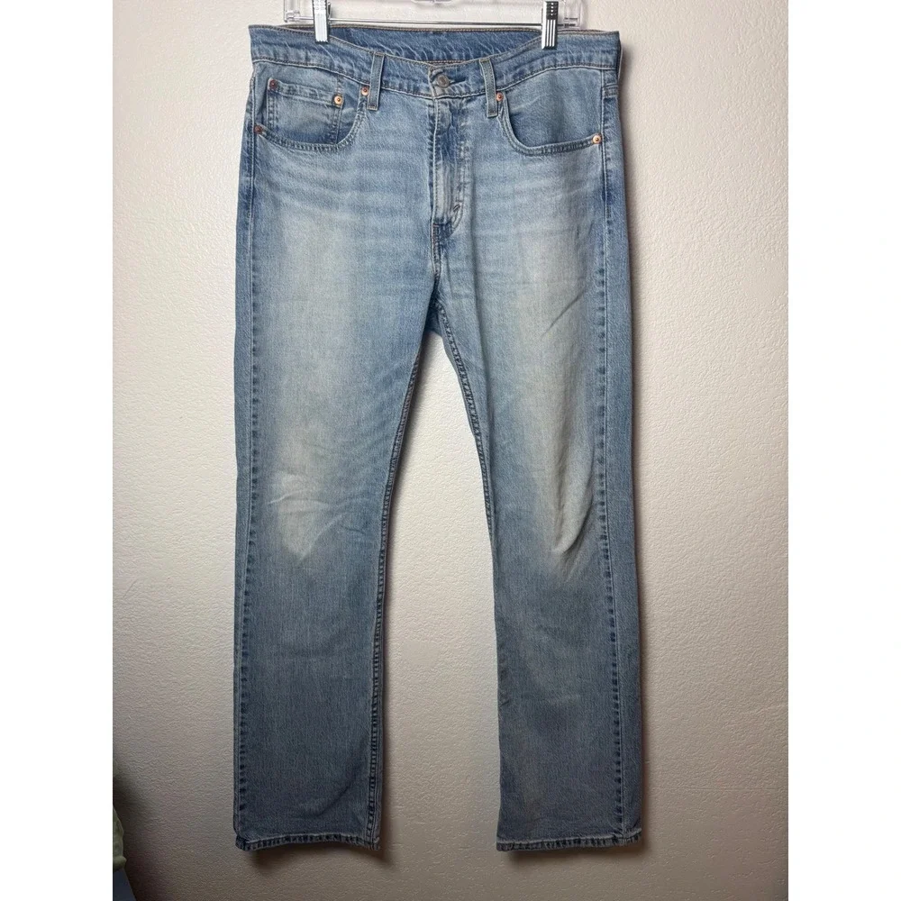 Levis 527 Slim Bootcut Jeans Men 32x32 Light Wash Blue Denim Water Less 527-0539